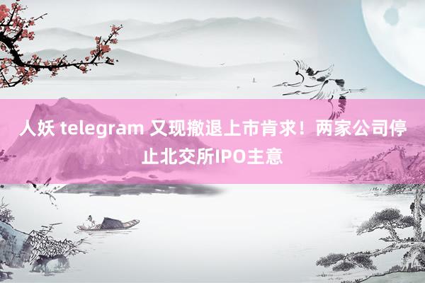 人妖 telegram 又现撤退上市肯求！两家公司停止北交所IPO主意